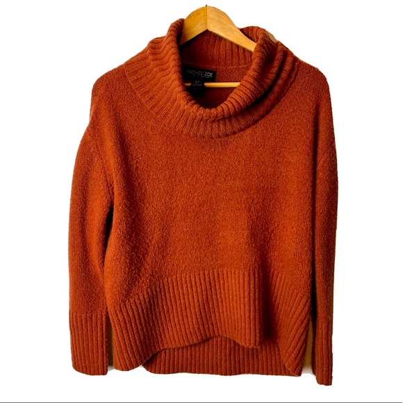 Rachel Zoe Sweaters - Rachel Zoe Burnt Orange Cowl Turtle Neck Sweater Merino Wool Size XS